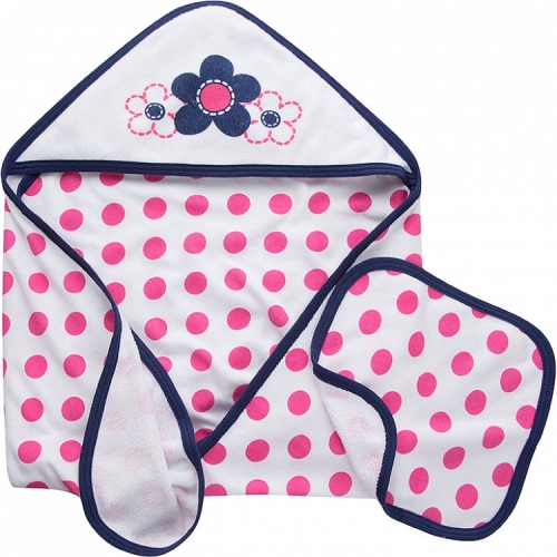 Girls 2-piece Terry Hooded Towel and Washcloth Set