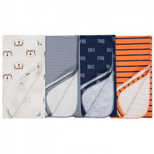 Gerber 4Pack Boys Tiger Flannel Receiving Blankets