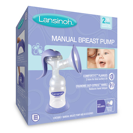 Cap /& Collar Lansinoh Manual Breast Pump 1 Count Ergonomic and NaturalWave Nipple All for Ideal Suction Storage  and Feeding Easy Express /& Dual Mode Includes 2 Flange Sizes Standard /& Large
