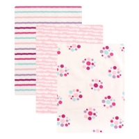 LUVABLE FRIENDS 3 PACK FLANNEL RECEIVING BLANKETS, DOTS 