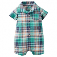 Plaid Button-Front Romper