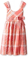 Bonnie Jean Girls' Coral Seersucker Plaid Dress Size 5