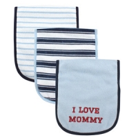 LUVABLE FRIENDS BABY BURP CLOTHS, BLUE MOMMY