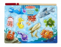 Melissa & Doug Magnetic Wooden Fishing Puzzle Game with 10 Ocean Animal Magnets and Pol