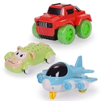 NextX Baby Push and Go Cartoon Car Toddler Toys 3 Pack Set for Kids