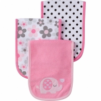 Gerber Girls 3-pack Terry Burpcloths - Elephant