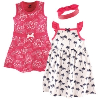 3 Piece Dress and Headband Set - Tropical