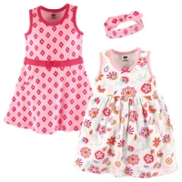 3 Piece Dress and Headband Set - Floral