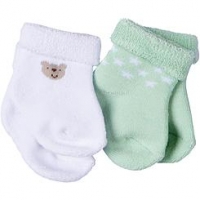 Gerber Neutral 2-pack Terry Socks - Green Bear