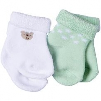 Gerber Neutral 2-pack Terry Socks - Green Bear