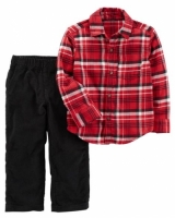 Carters 2-Piece Plaid Button-Front & Corduroy Pant Set