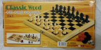 Classic Wood 3 in 1 Chess Checkers Backgammon Games