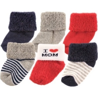 Roll Cuff Terry Crew Socks, 6-Pack 