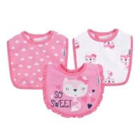 Gerber 3pk Terry Dribbler Bib - Girl - Pink Fox