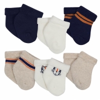 Gerber 6-Pack Boys Navy & Tan Tiger Wiggle-Proof Socks