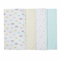 Gerber 4-Pack Neutral Yellow Clouds Flannel Receiving Blankets