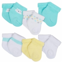 Gerber 6-Pack Neutral Cloud Print Wiggle Proof Terry Socks