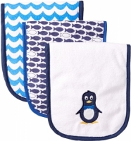 Luvable Friends 3 Piece Burp Cloth with Fiber Filling, Penguin