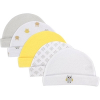 Newborn Baby Boys' and Girls' Caps 5-Pack, 0-6 months