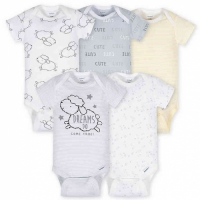 Gerber 5-Pack Neutral Lamb Onesies® Brand Short Sleeve Bodysuits