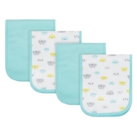 Gerber 4-Pack Neutral Clouds Interlock/Terry Burpcloths