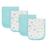 Gerber 4-Pack Neutral Clouds Interlock/Terry Burpcloths