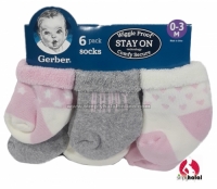 Gerber 6-Pack Girls Bunny Wiggle Proof Terry Crew Socks