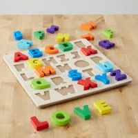 3-D Wood Alphabet Puzzle Set, 26 Pieces
