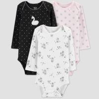 3-pack Girls Long Sleeve Bodysuits - Dot Swan