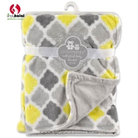 Crib Mates Fluffy Blanket  - Yellow/Grey/White Diamond