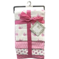 4-Pack Flannel Receiving Blankets - Pink Whale