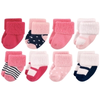 Newborn Shoe Socks, 8 Pair, Navy Mary Jane, 0-3 Months