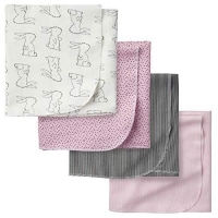 Gerber 4-Pack Girls Bunny Flannel Receiving Blankets