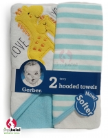 Gerber 2-Pack Baby Boys' Terry Hooded Towels - Stripes