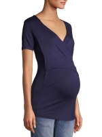  Short Sleeve Maternity Wrap Front Top