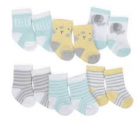 Gerber® 6-Pack Neutral Elephant Wiggle Proof Terry Crew Socks