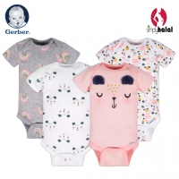 Gerber® 4-Pack Baby Girls Bear Short Sleeve Onesies® Bodysuits