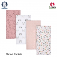 Gerber® 4-Pack Baby Girls Bear Flannel Blankets