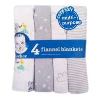 Gerber 4-Pack Neutral Baby Flannel Receiving Blankets