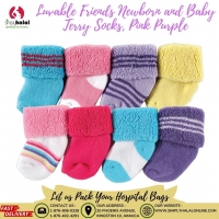 Luvable Friends Newborn and Baby Terry Socks, Pink Purple