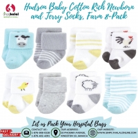 Hudson Baby Cotton Rich Newborn and Terry Socks, Farm 8-Pack